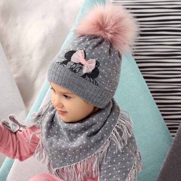 Dievčenská zimná čiapka so šatkou 2-715