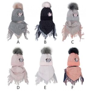 Dievčenská zimná čiapka so šatkou 2-715