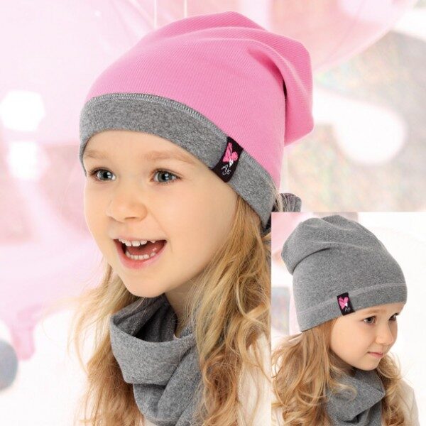 Obojstranná jarná čiapka pre dievča 3-134