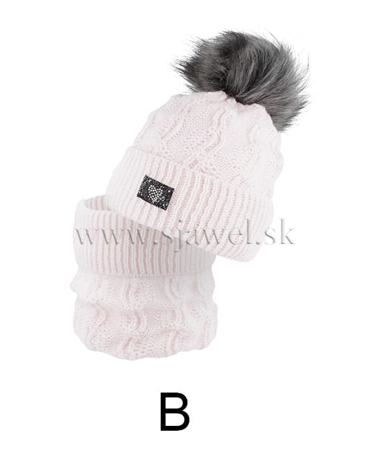 Dievčenská zimná čiapka s nákrčníkom 4-733