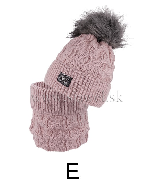 Dievčenská zimná čiapka s nákrčníkom 4-733