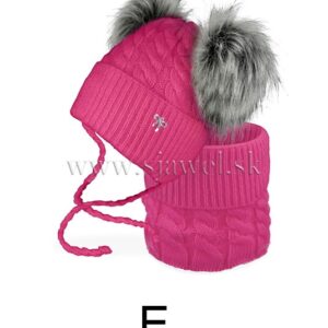 Dievčenská zimná čiapka s nákrčníkom 4-734