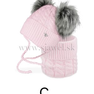 Dievčenská zimná čiapka s nákrčníkom 4-734