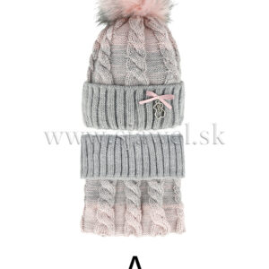 Dievčenská zimná čiapka s nákrčníkom 4-741
