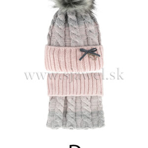 Dievčenská zimná čiapka s nákrčníkom 4-741