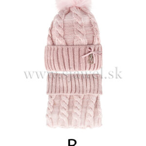 Dievčenská zimná čiapka s nákrčníkom 4-741